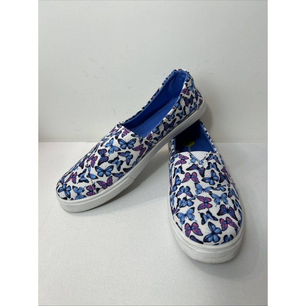 Tommy Bahama Womens Butterfly Print Canvas Slip On Sneakers Blue Purple Size 9